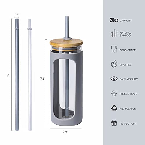 20oz Glass Water Tumbler with Straw and Lid