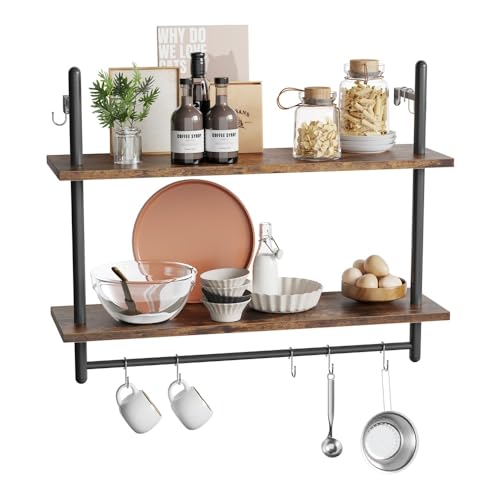 31" Industrial Pipe Wall Shelf with Towel Bar