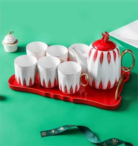 8 Piece Ceramic Tea Set with Tray
