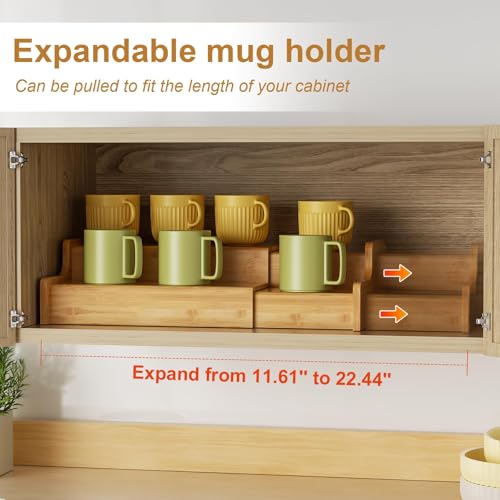 2 Tier Expandable Bamboo Coffee Mug Holder
