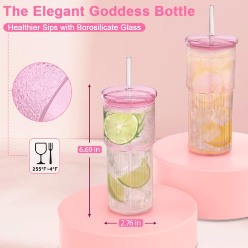 20oz Glass Cups with Lids and Straws (20 Count)