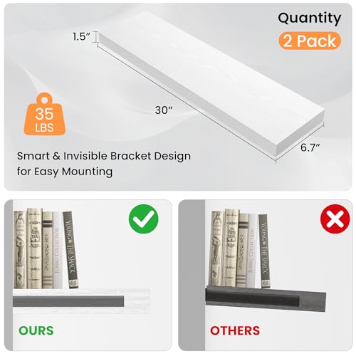 30" Floating Shelves for Wall (2 Count)