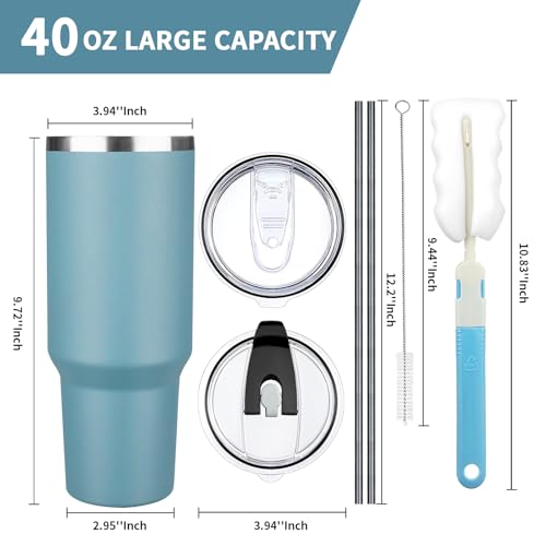 40 oz Tumbler with Lids and Straws