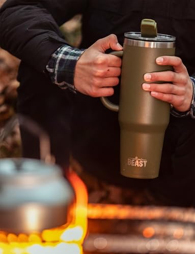 Beast 42 oz Tumbler with Handle Stainless Steel Vacuum Insulated Coffee Ice Cup Double Wall Travel Flask