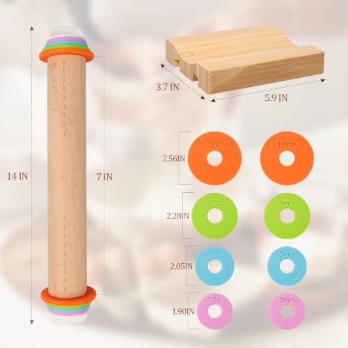 Adjustable Rolling Pin with Thickness Rings