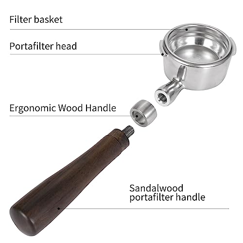 58mm Bottomless Portafilter with Double Shot Filter Basket & Wood Handle for Gaggia Classic