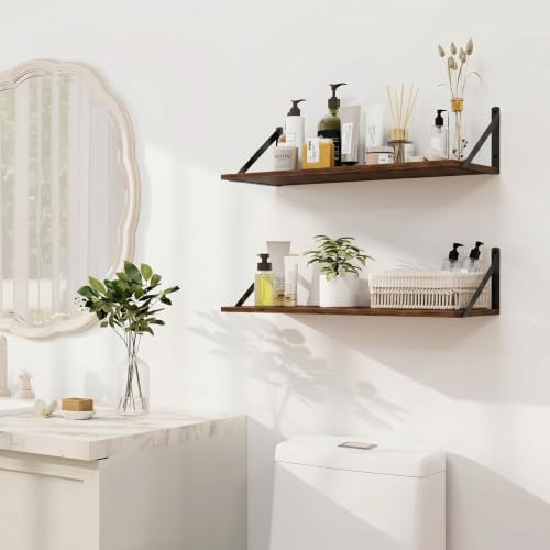Black Deep Floating Shelves for Wall (2 Count)