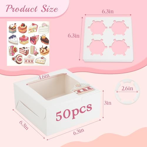 Cupcake Boxes with Window (50 Count)
