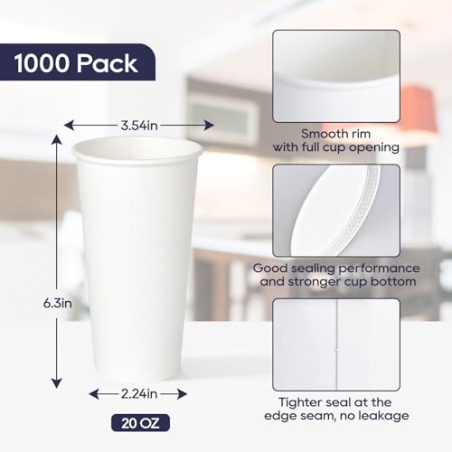 1000 pack Paper Cup Disposable 20 oz (125.99 Count)