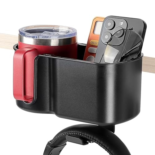 3-in-1 Desk Cup Holder and Headphone Hanger, Fits 18-32 oz Cups