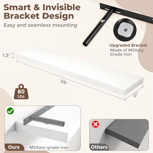 55 Inch Fireplace Mantel Shelf (2 Count)