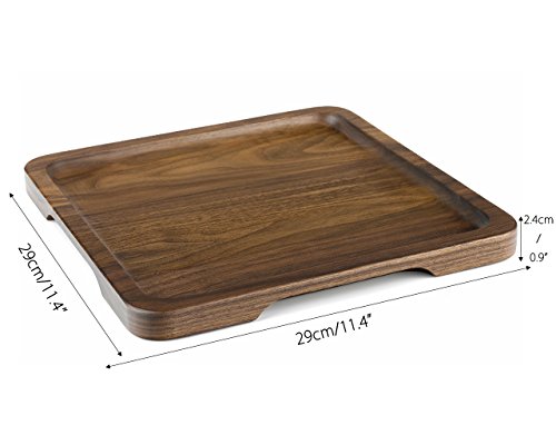 Rustic Walnut Wooden Tray Solid Wood Serving Tray Square Rectangle Platter Tea Tray Coffee Table Tray