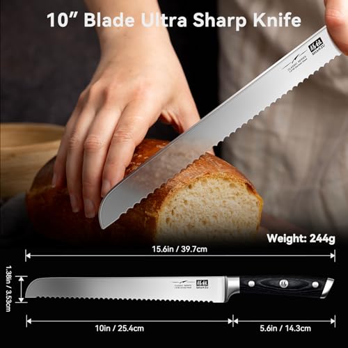 10 Inch Serrated Bread & Sourdough Knife with Wood Handle