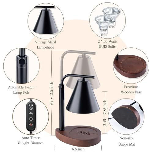 Black Candle Warmer Lamp with Timer