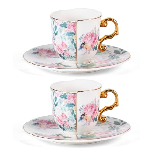 Tea Cups and Saucers Set of 2 (2 Count)