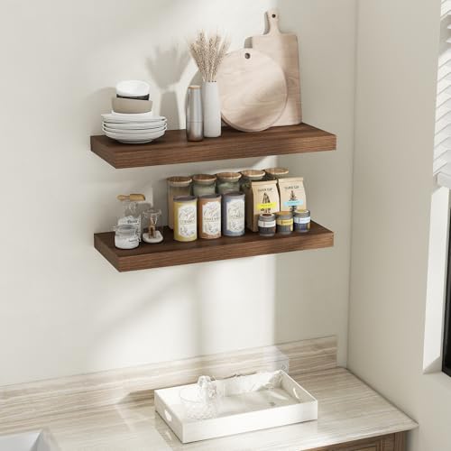 32 Inch Walnut Floating Shelves for Wall (2 Count)