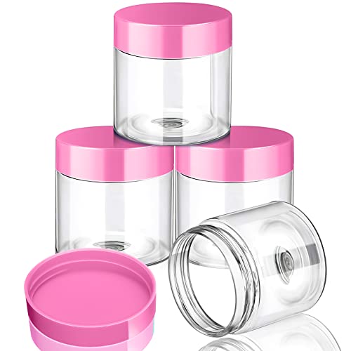 4 Pcs Plastic Jars Wide Mouth with Lids