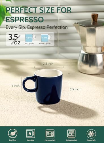 3.5oz Porcelain Espresso Cups Set of 4 (4 Count)