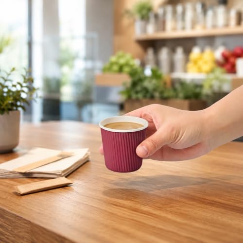 Ripple Wall Coffee Cups 25 Count 4 Ounce Insulated Crimson Paper Cups