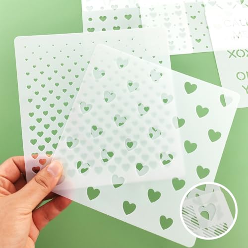 6in Hearts Love Cookie Stencils for Royal Icing (16 Count)