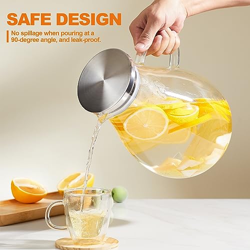 1 Gallon Glass Pitcher with Lid and Handle
