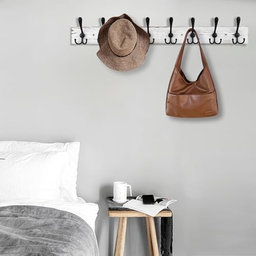 32.2'' Large Coat Rack Wall Mount Coat Hooks with 8 Metal Black Triple