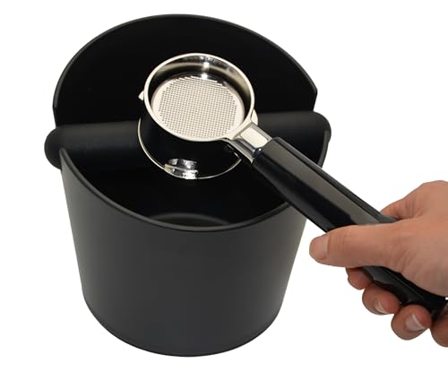 6.3 inch Large Espresso Knock Box Silicone coffee Tamper Mat Espresso Machine Accessories Set of 2 with Removable Knock Bar and Anti