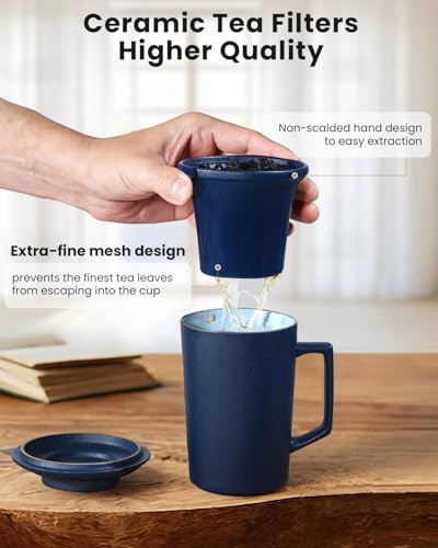 15 oz Ceramic Tea Infuser Cup with Lid