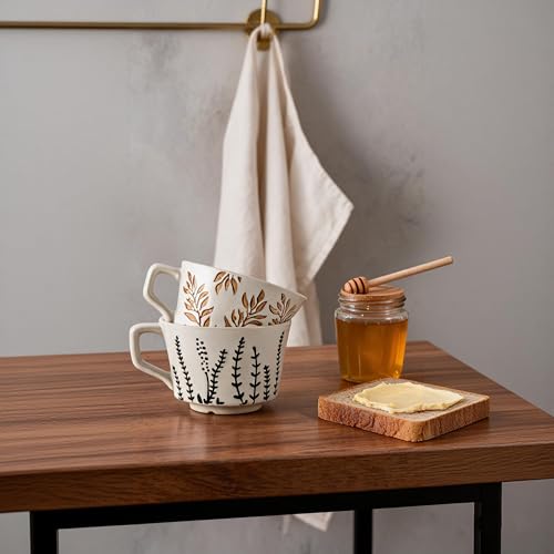 4 Pack 12oz Speckled Stoneware Coffee Mugs