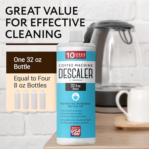 10 Uses 32oz Coffee Machine Descaler for Keurig and Virtually All Single Use Coffee and Espresso Machines (32 Fl Oz)