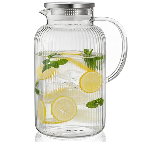 1 Gallon Glass Pitcher with Lid and Handle