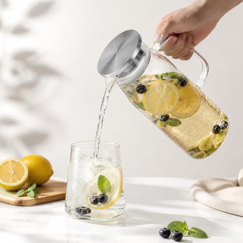 Glass Pitcher with Lid Glass Water Carafe with Handle