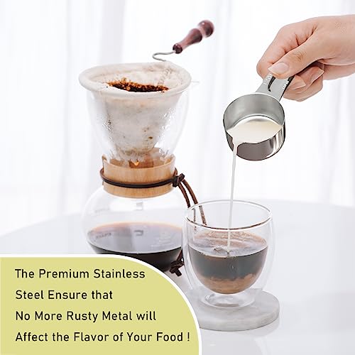 4PCS 1/2CUP(120ml, 4oz) Measuring Cup, 18/8 Stainless Steel Measure Scoop (4 Count)