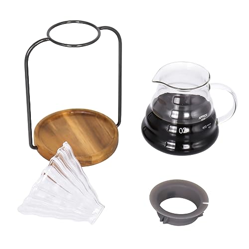 Pour Over Coffee Dripper Stand Transparent Glass Dripper Server with Paper Coffee Filters Manual Hand Drip Coffee Brewing Kit for Home Office Camping