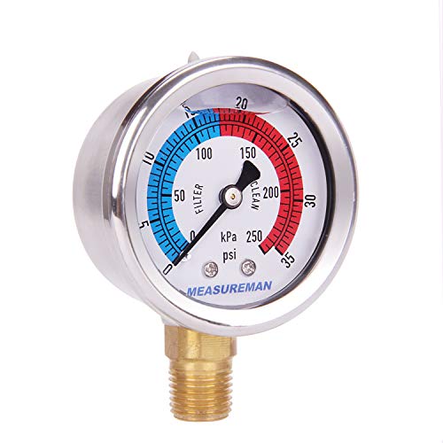 2" Dial Size Glycerin Filled Pool Filter Pressure Gauge