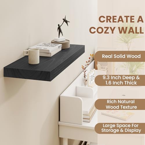 Black Floating Shelves 24 Inch Long (2 Count)