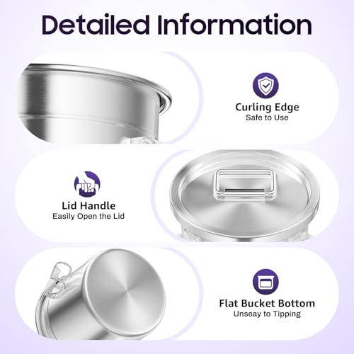 304 Stainless Steel Container 12L Airtight Food Storage Container with Lids & Locking Clips Stainless Steel Bucket for Kitchen
