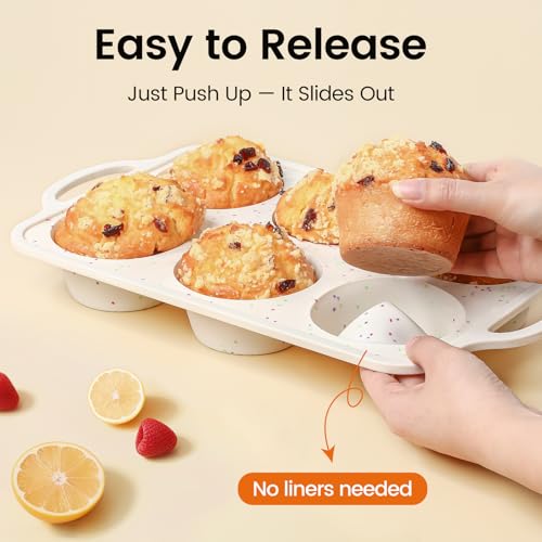 Silicone Jumbo Muffin Pan with Metal Frame (2 Count)