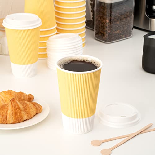 Ripple Wall Coffee Cups 500 Count 16 Ounce Insulated Light Yellow Paper Cups
