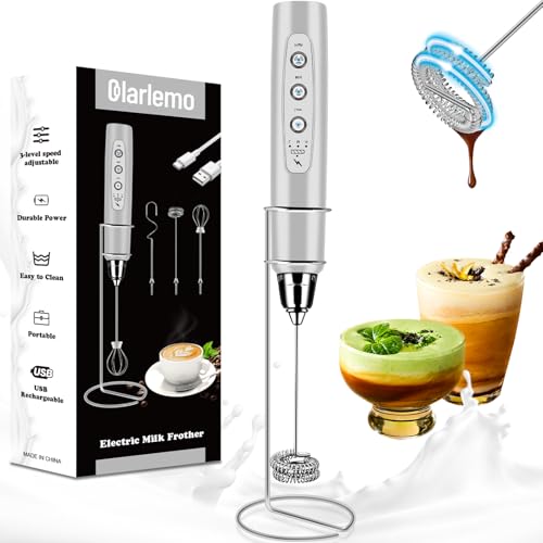 Milk Frother Handheld Rechargeable with Stand