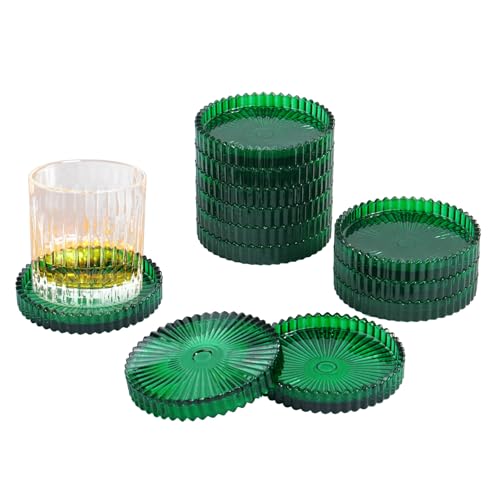 Crystal Glass Coaster 6 Pack Round Cup Drinks Coasters (12 Count)