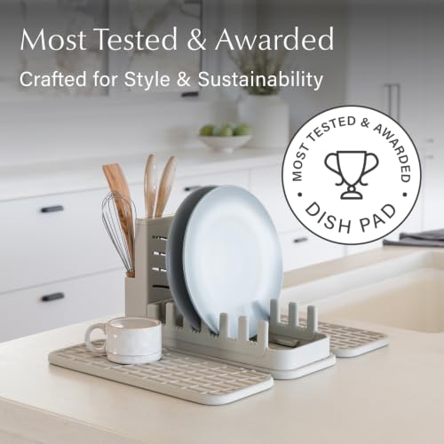 Home Collapsible Dish Drying Rack with Stone Dish Pad