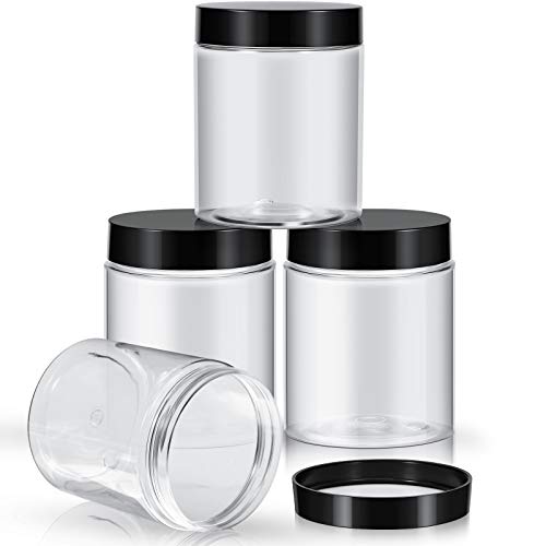 4 Pcs Plastic Jars Wide Mouth with Lids