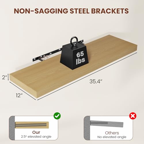 Deep Floating Shelves 36x12” Set of 2 (2 Count)