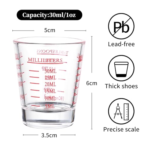 4 Pack Shot Glasses Measuring cup Espresso Shot Glass Liquid Heavy Glass Wine Glass 26 (4 Count)