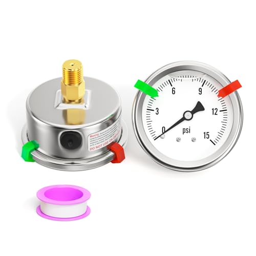 0 15PSI Stainless Steel Liquid Filled Pressure Gauge