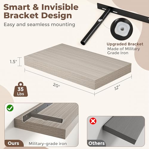 12 Inch Deep Floating Shelves for Wall (2 Count)