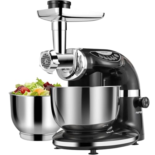 Stand Mixer 8.5QT+ 6QT Two Stainless Steel Bowls Electric Food Mixer Black