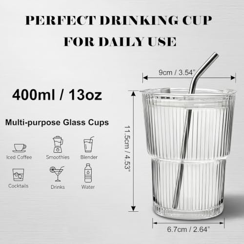 13oz Iced Coffee Cups with Lids and Straws