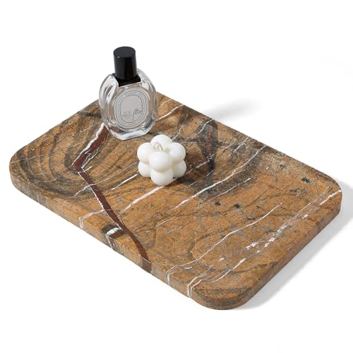 Marble Tray 12"x8" Natural Marble Vanity Tray for Countertop Bathroom Kitchen Dresser